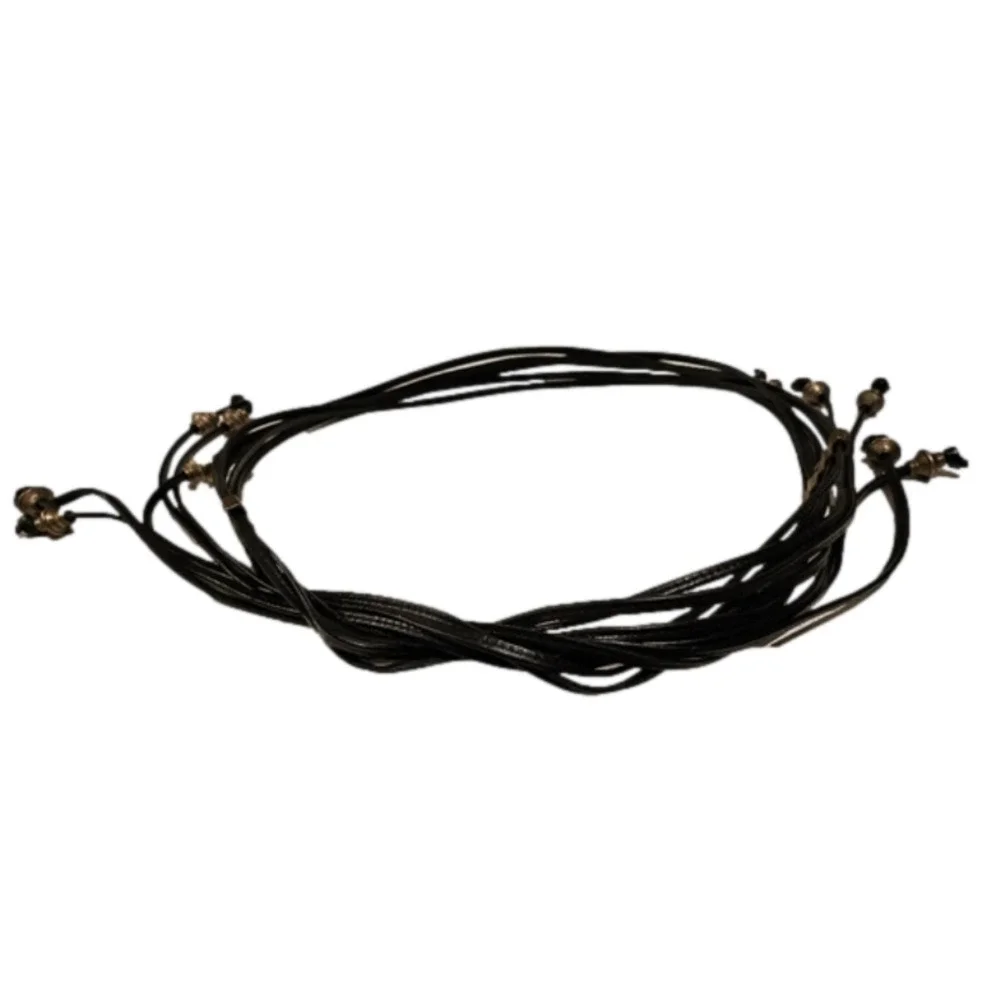 📣 90s Vintage Black Tie Belt Silver Detail Each Fringe Like Ends OSFM